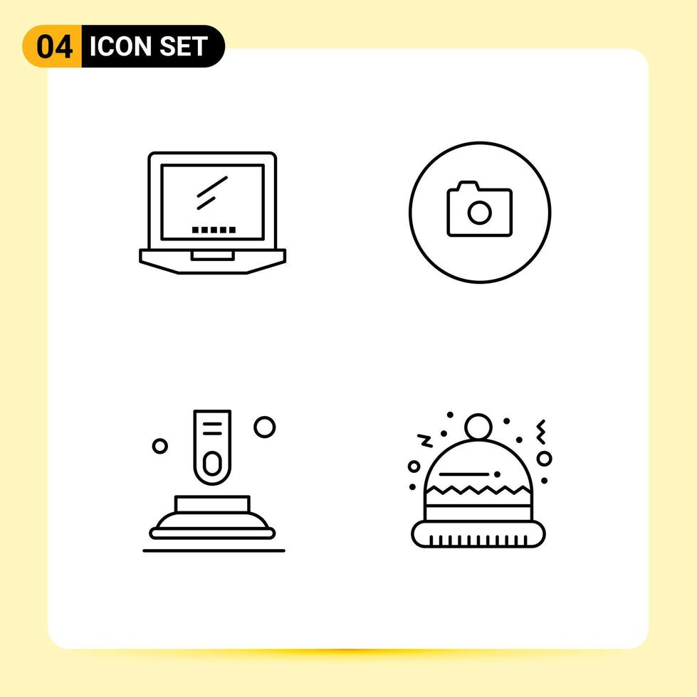 4 iconos creativos signos y símbolos modernos de prensa de computadora imagen imac dedo elementos de diseño vectorial editables vector