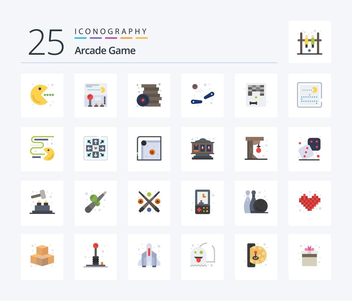 paquete de iconos de color plano arcade 25 que incluye arkanoid. juego. ladrillo. divertida. juguetes vector
