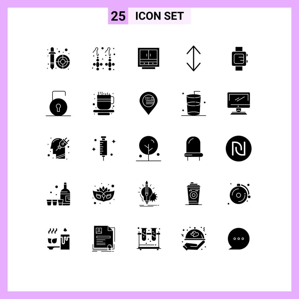 User Interface Pack of 25 Basic Solid Glyphs of scale arrow cabinet storage furniture Editable Vector Design Elements