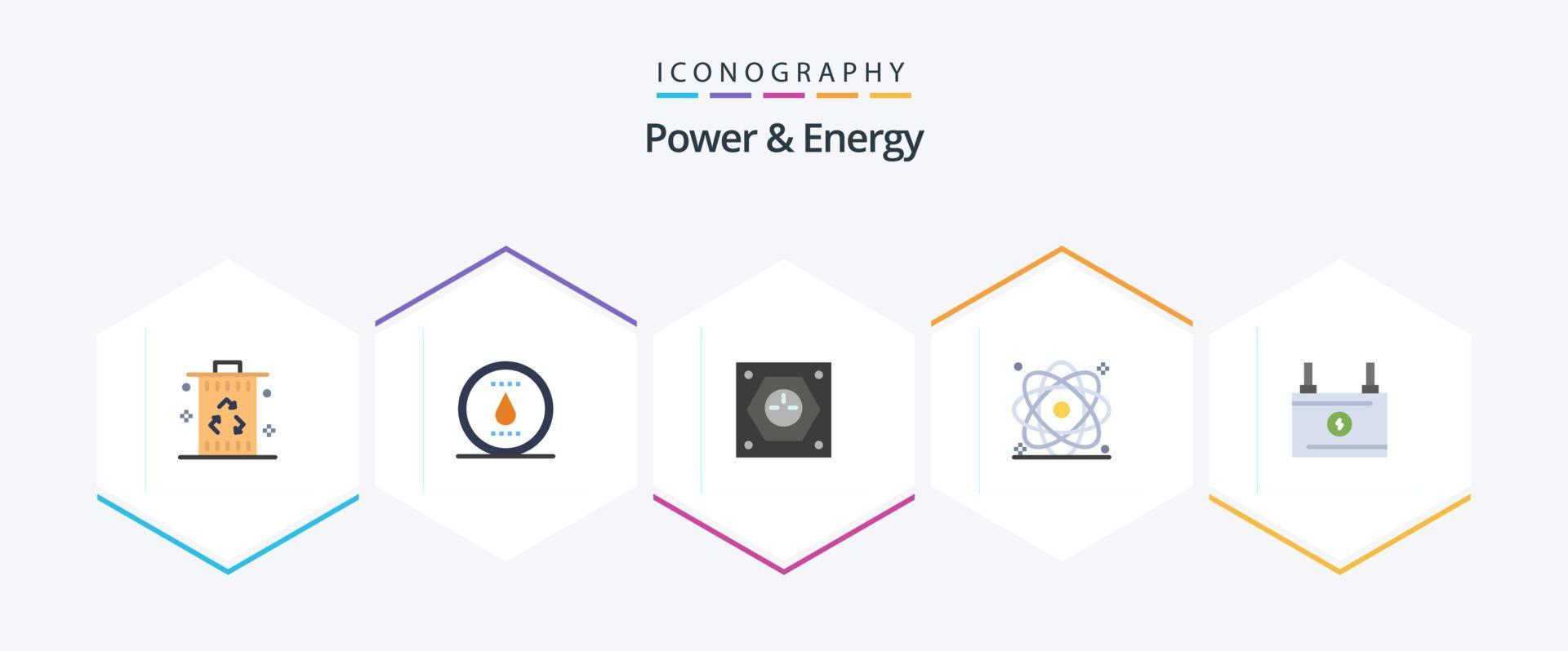 Power And Energy 25 Flat icon pack including nuclear. energy. water. atom. power vector