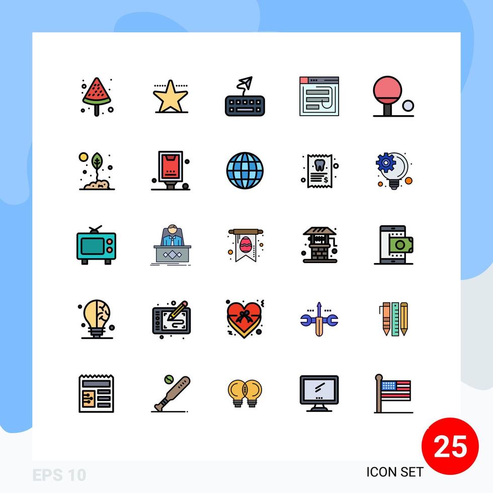 Set of 25 Modern UI Icons Symbols Signs for sport website type web password Editable Vector Design Elements