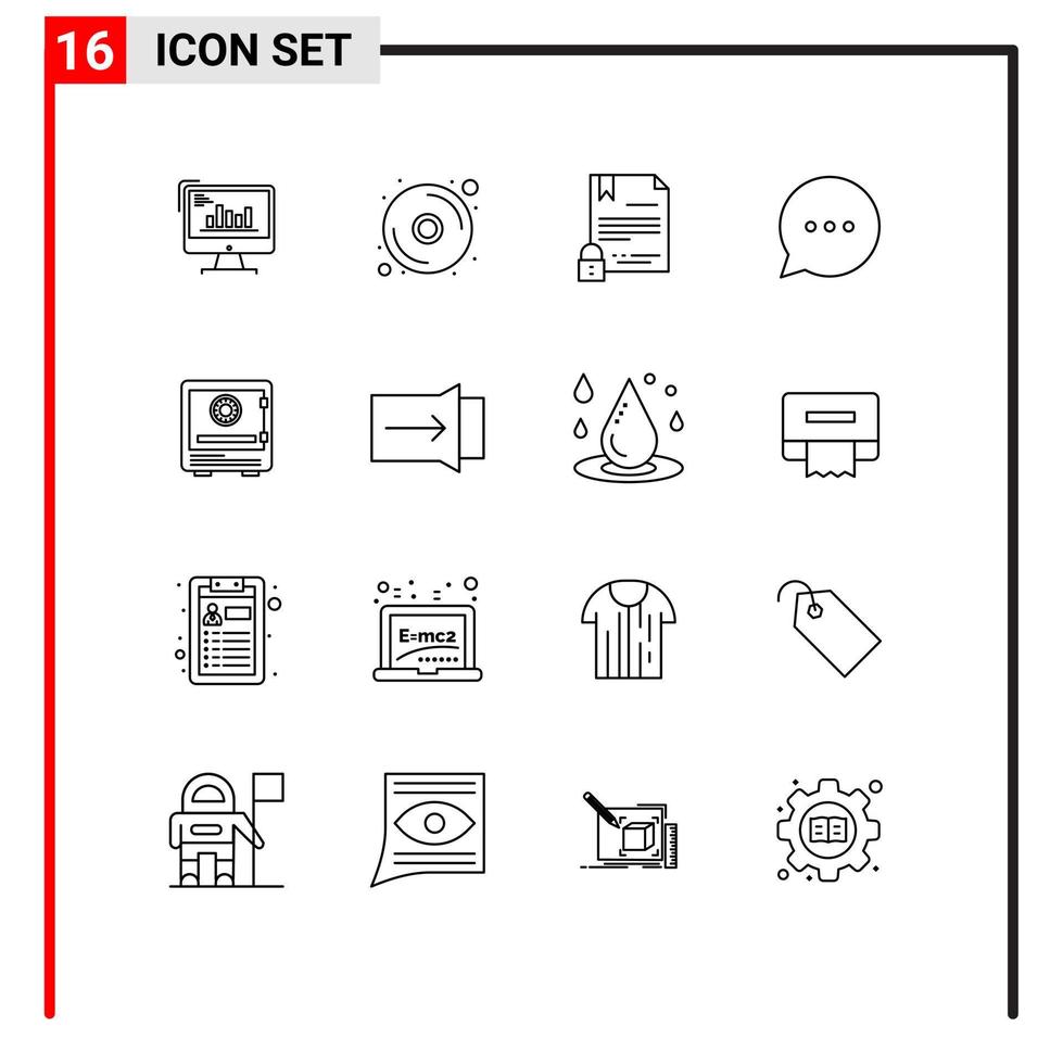 Group of 16 Modern Outlines Set for comment bubble disk internet digital Editable Vector Design Elements