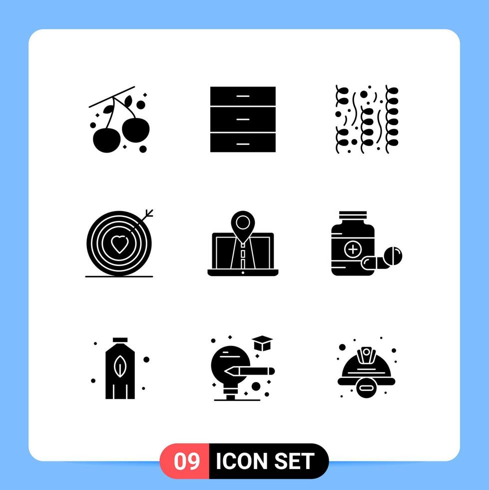 9 Universal Solid Glyph Signs Symbols of system navigation fireworks wedding love Editable Vector Design Elements