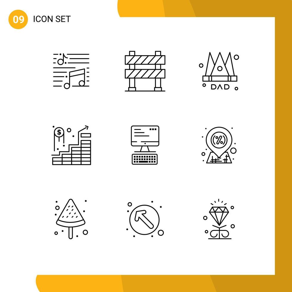 9 Outline concept for Websites Mobile and Apps successful investment investment road sign invest father Editable Vector Design Elements