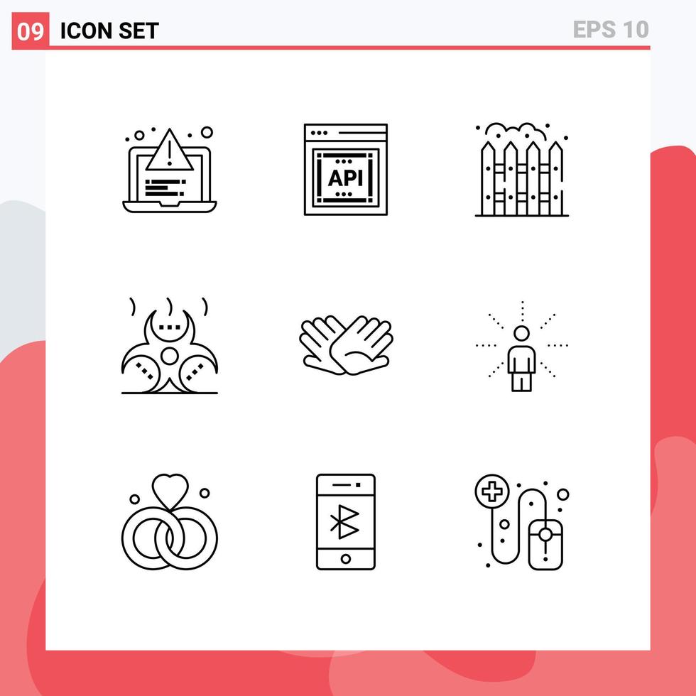 Modern Set of 9 Outlines and symbols such as help charity home infection contamination Editable Vector Design Elements