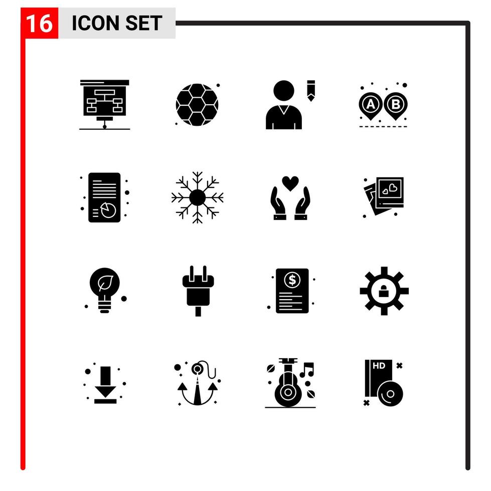 16 Universal Solid Glyph Signs Symbols of strategic management profile growth route Editable Vector Design Elements