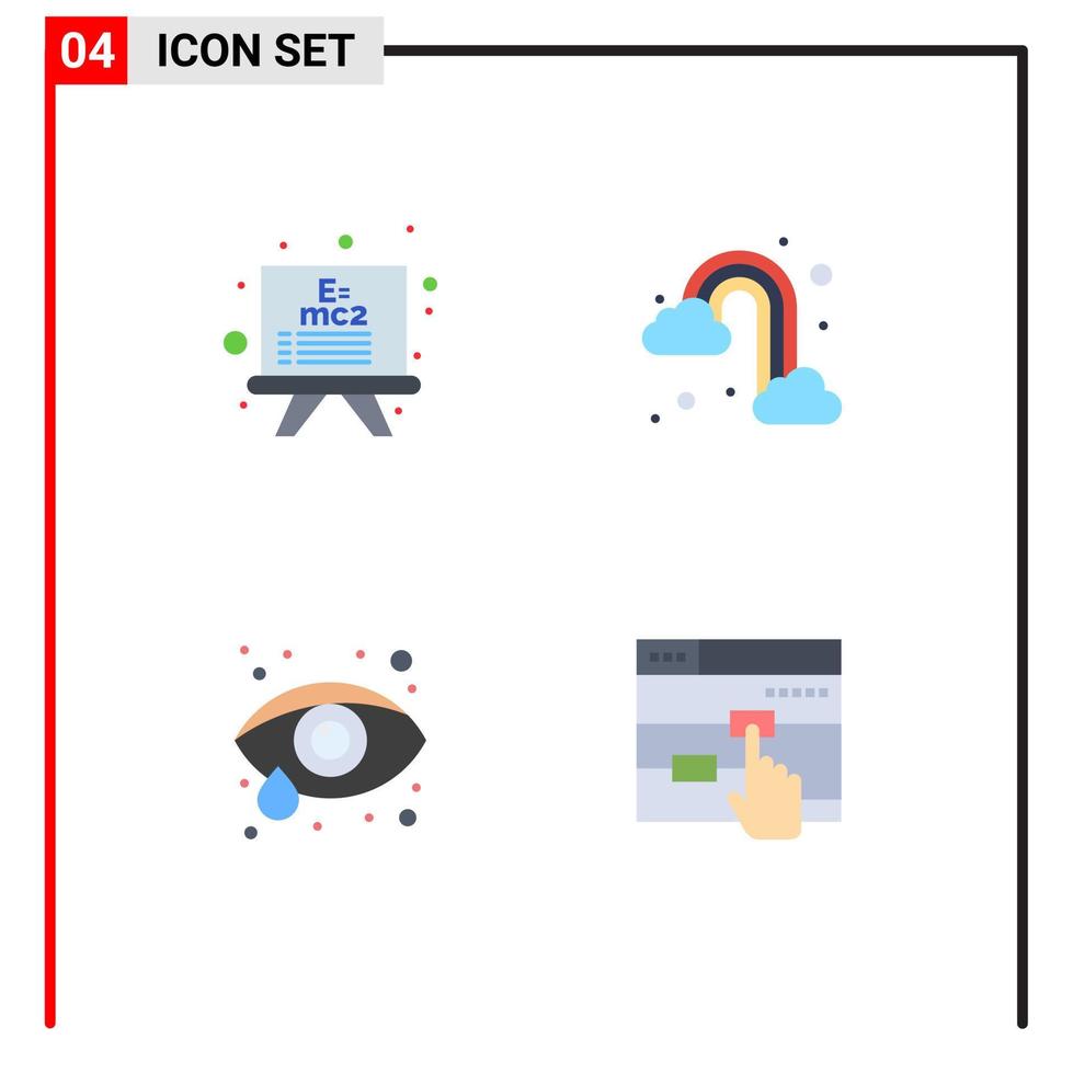 4 Creative Icons Modern Signs and Symbols of board ophthalmology rain cloud finger Editable Vector Design Elements