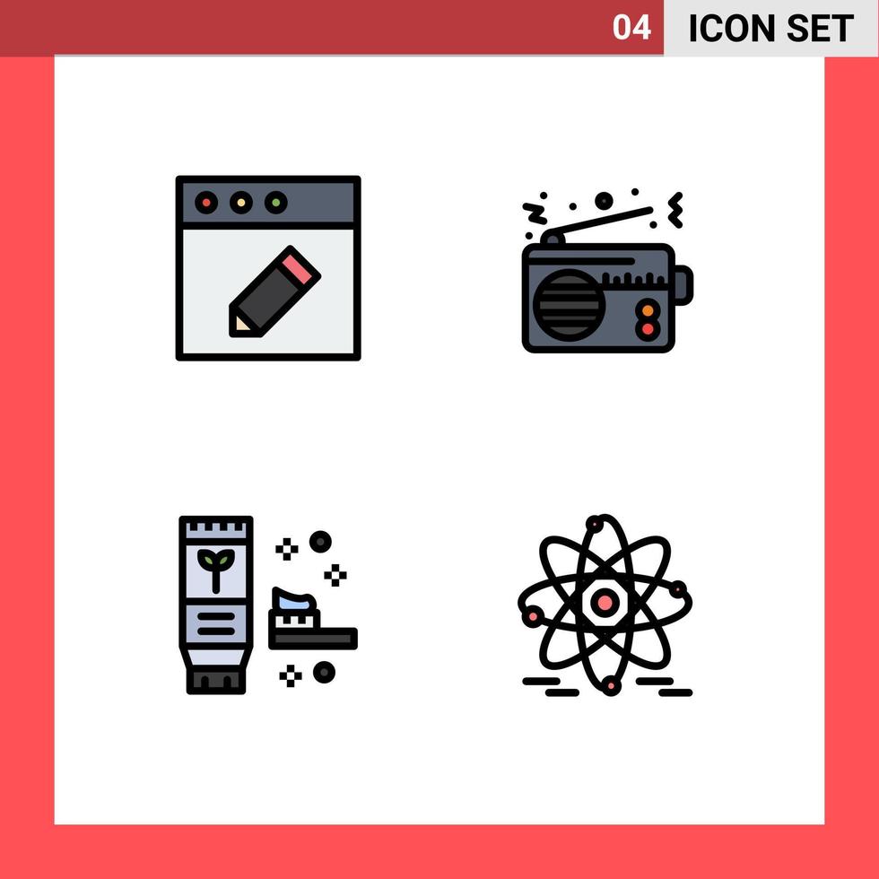 Modern Set of 4 Filledline Flat Colors Pictograph of app environment radio technology produce Editable Vector Design Elements