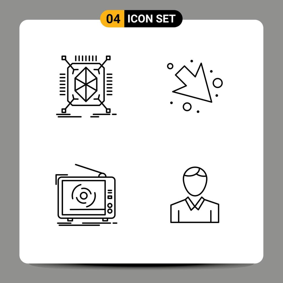 Group of 4 Filledline Flat Colors Signs and Symbols for object advertising structure right set Editable Vector Design Elements