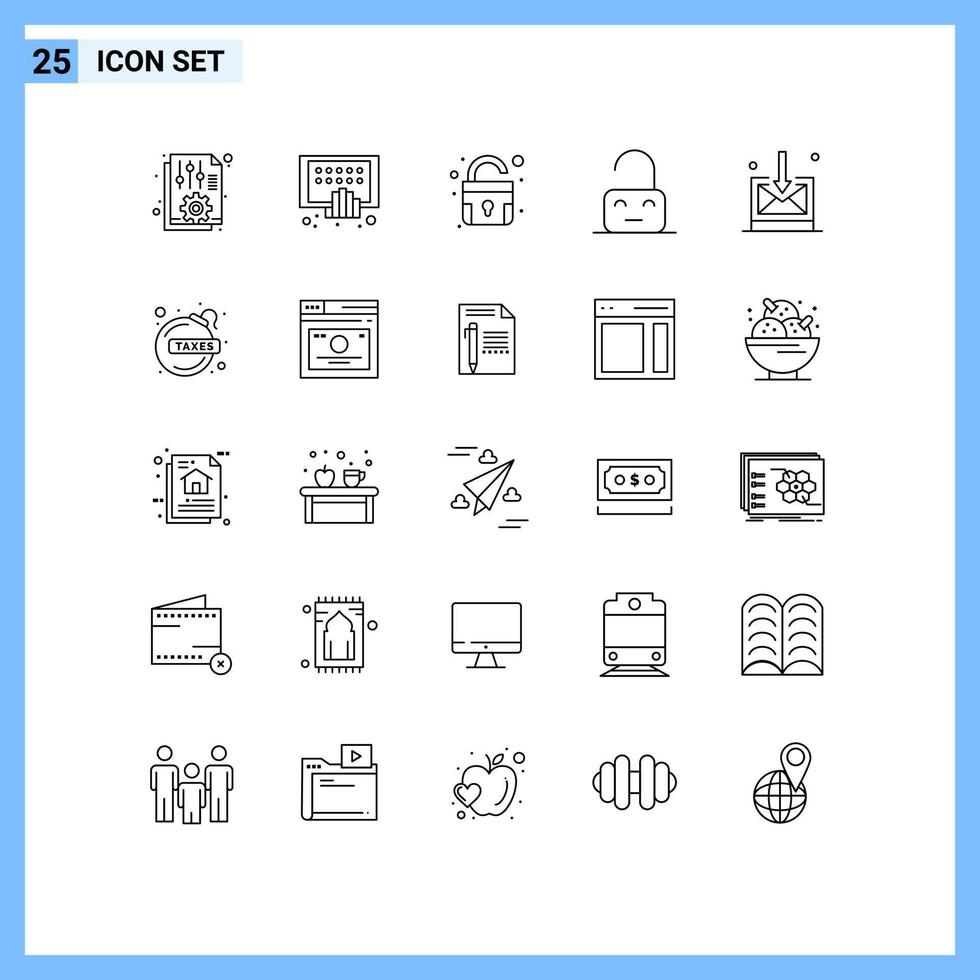Editable Vector Line Pack of 25 Simple Lines of business parental phone off unlock Editable Vector Design Elements