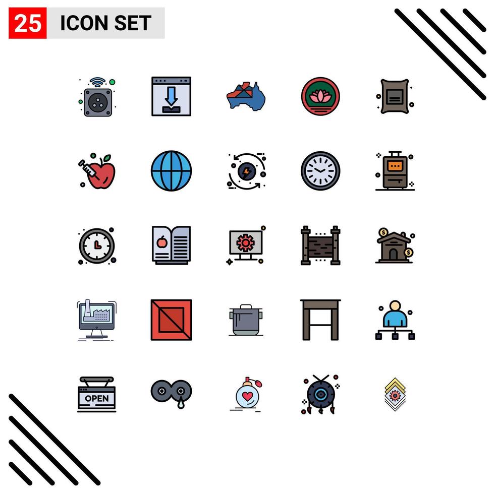25 Filled line Flat Color concept for Websites Mobile and Apps coins bangladeshi interface bangladesh country Editable Vector Design Elements