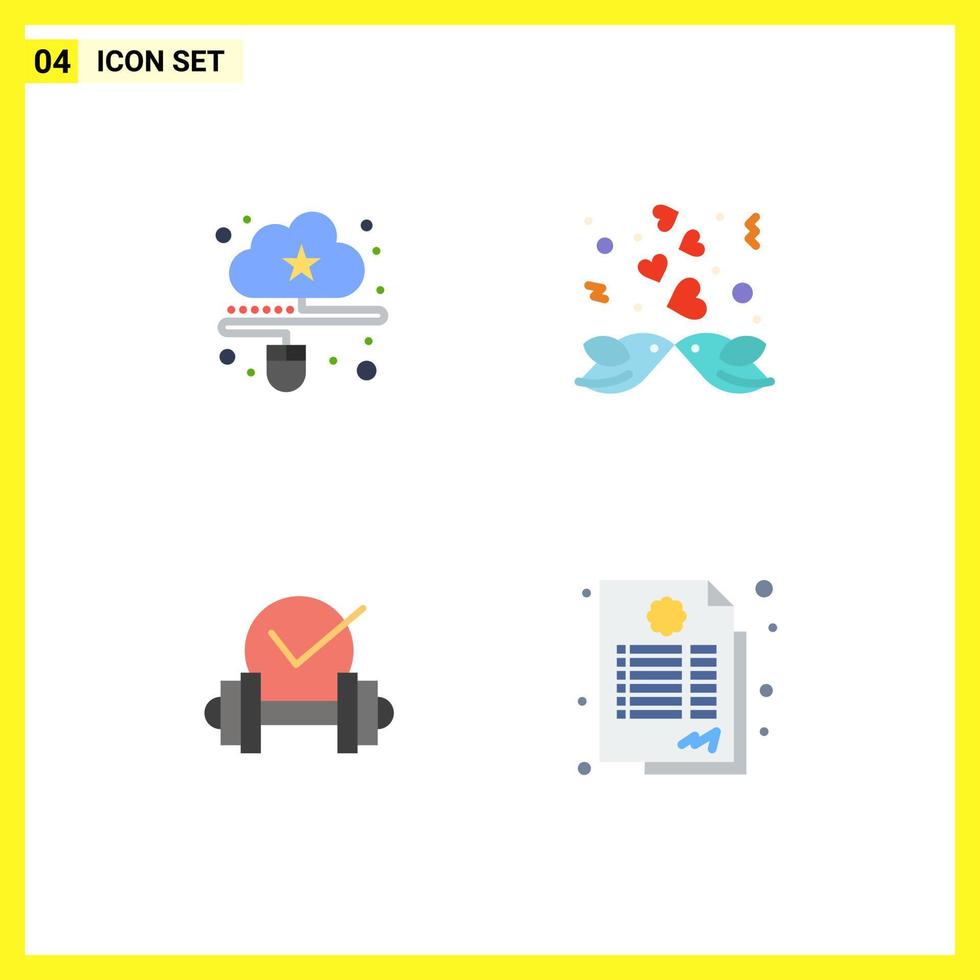 Modern Set of 4 Flat Icons Pictograph of cloud dumbbell mouse couple dumb Editable Vector Design Elements