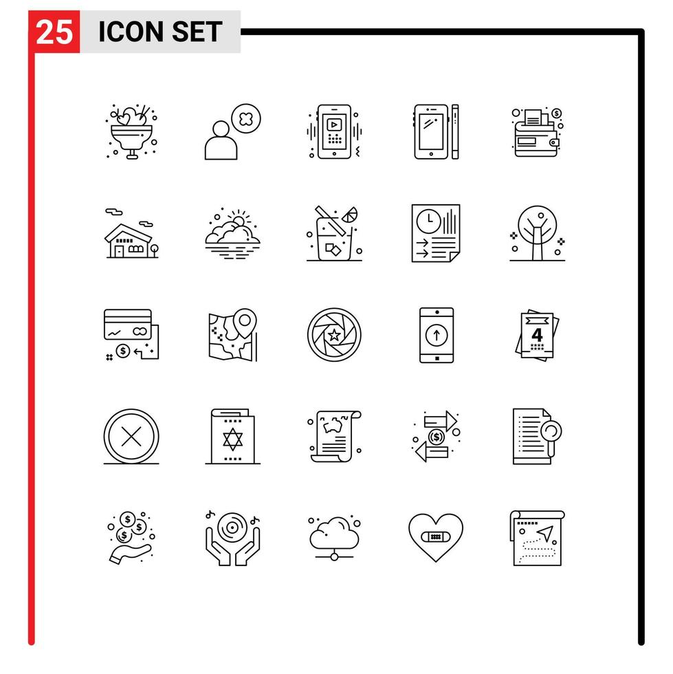 25 Thematic Vector Lines and Editable Symbols of huawei smart phone user phone player Editable Vector Design Elements