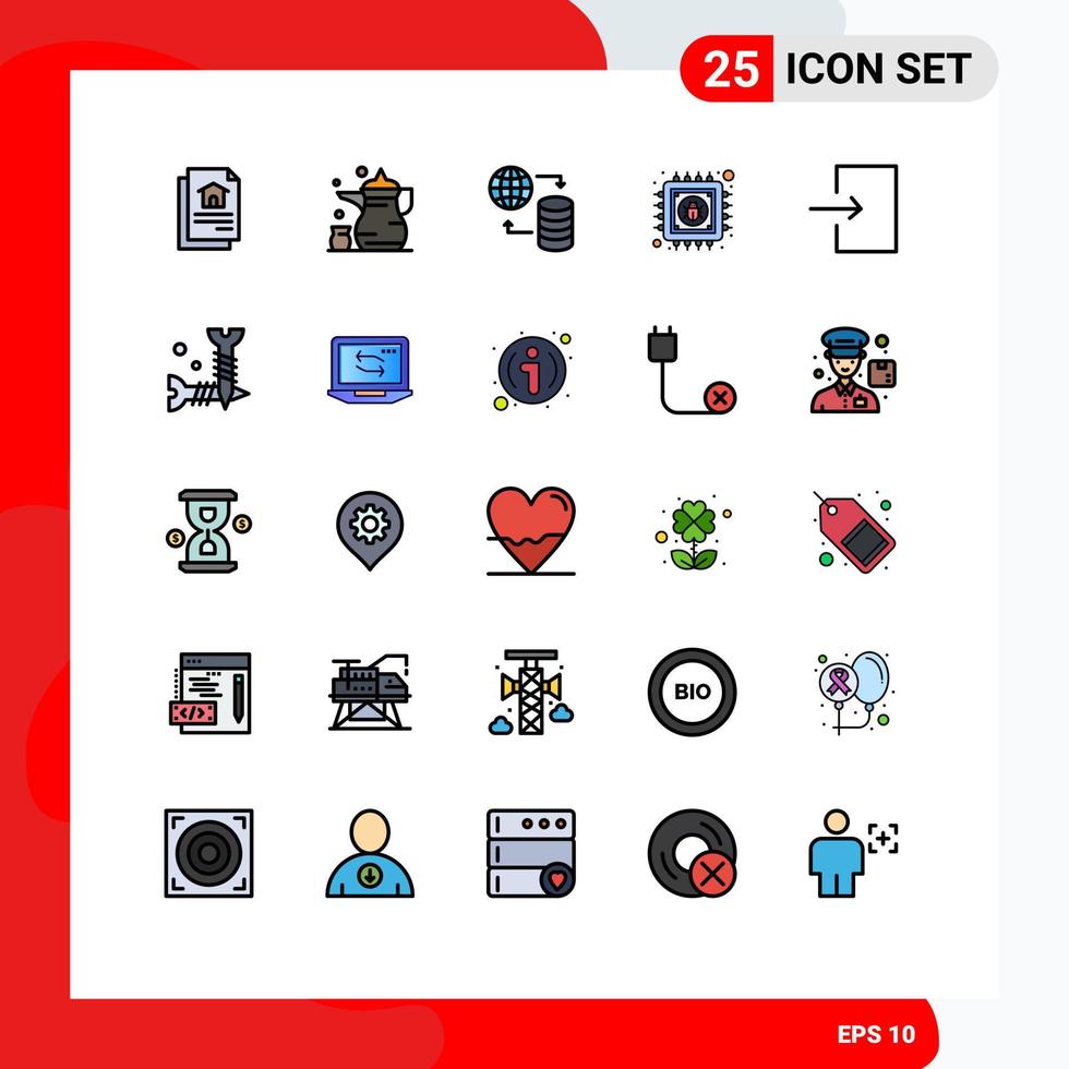 conjunto de 25 iconos de interfaz de usuario modernos signos de símbolos para ingresar información de alojamiento de datos antivirus elementos de diseño de vectores editables