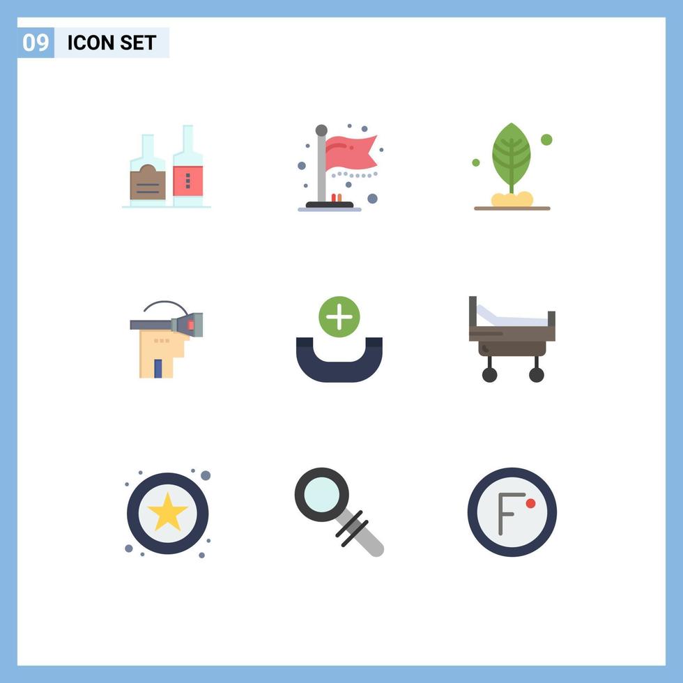 Set of 9 Modern UI Icons Symbols Signs for bed new plant call headset Editable Vector Design Elements