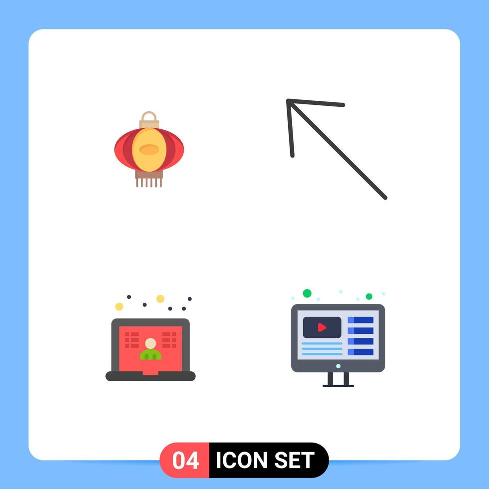 4 Universal Flat Icon Signs Symbols of lantern school chinese up design Editable Vector Design Elements