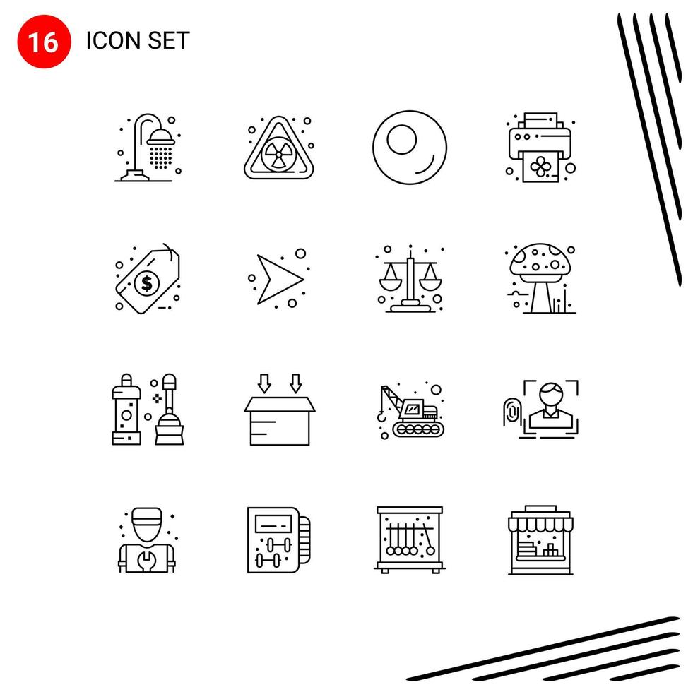 Set of 16 Modern UI Icons Symbols Signs for right direction device arrows money Editable Vector Design Elements