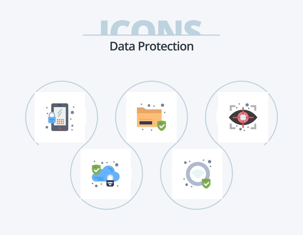 Data Protection Flat Icon Pack 5 Icon Design. . security. security. scan. security vector