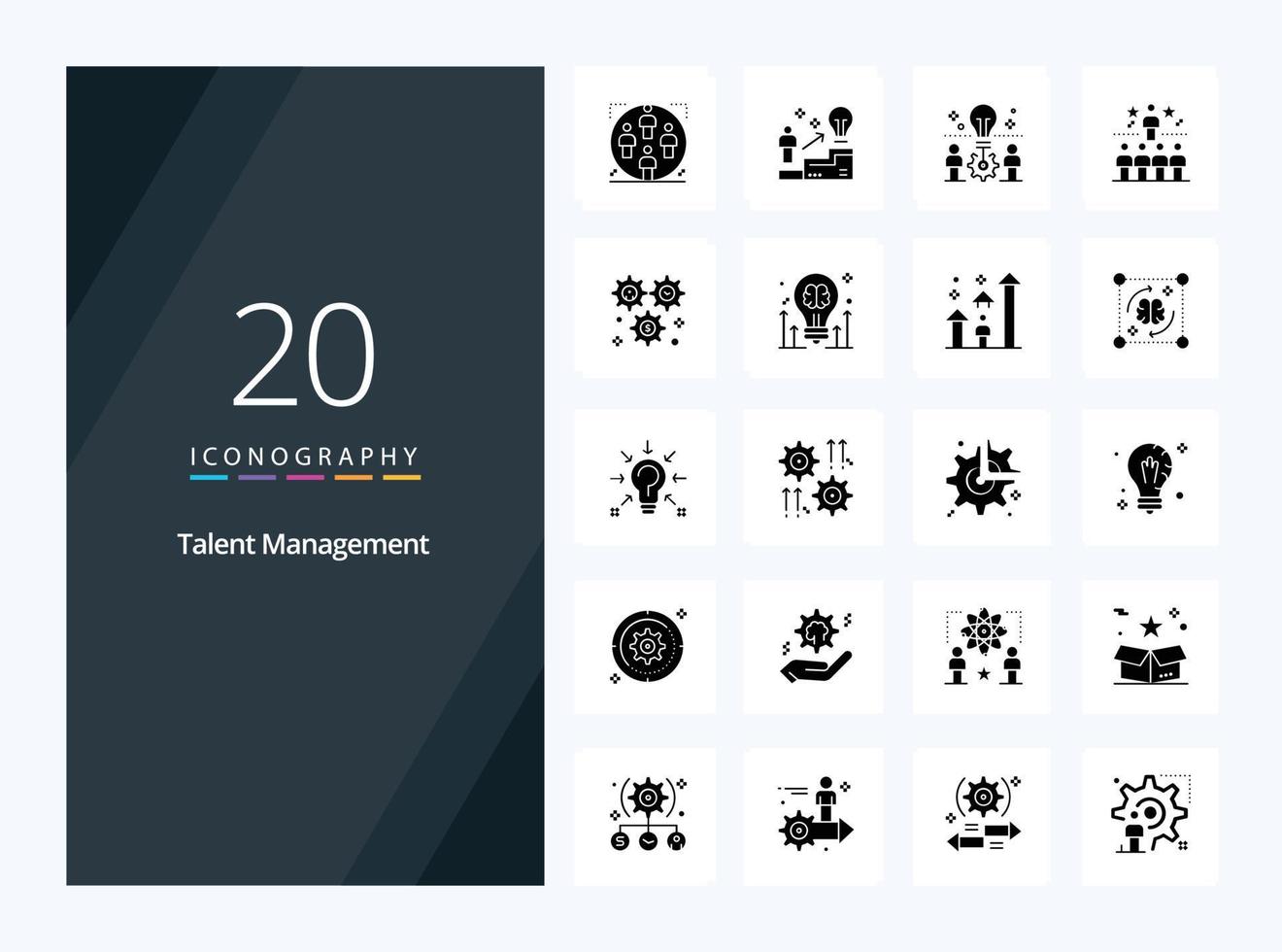 20 Talent Management Solid Glyph icon for presentation vector
