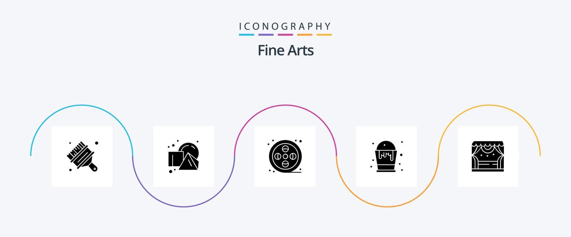 Fine Arts Glyph 5 Icon Pack Including spotlight. arts. real. art. basket vector