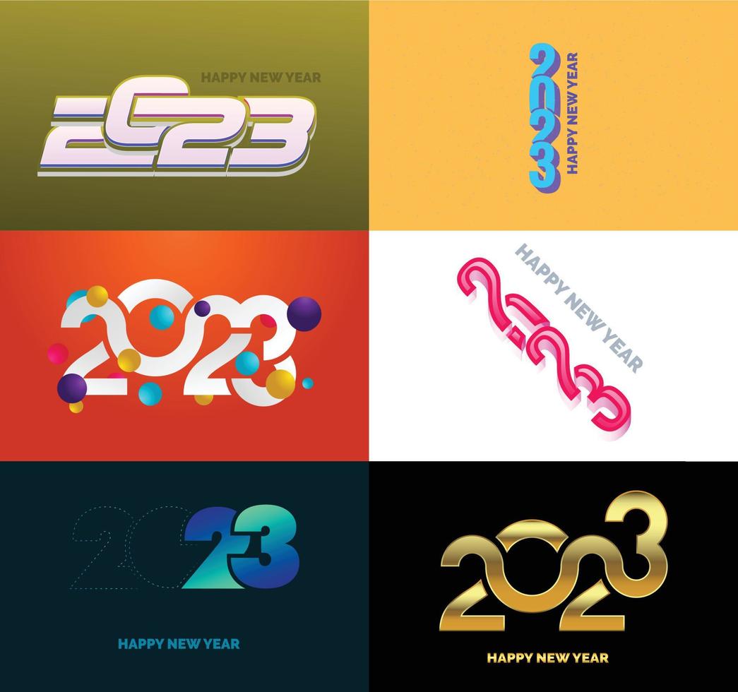 Big Collection of 2023 Happy New Year symbols Cover of business diary for 2023 with wishes vector