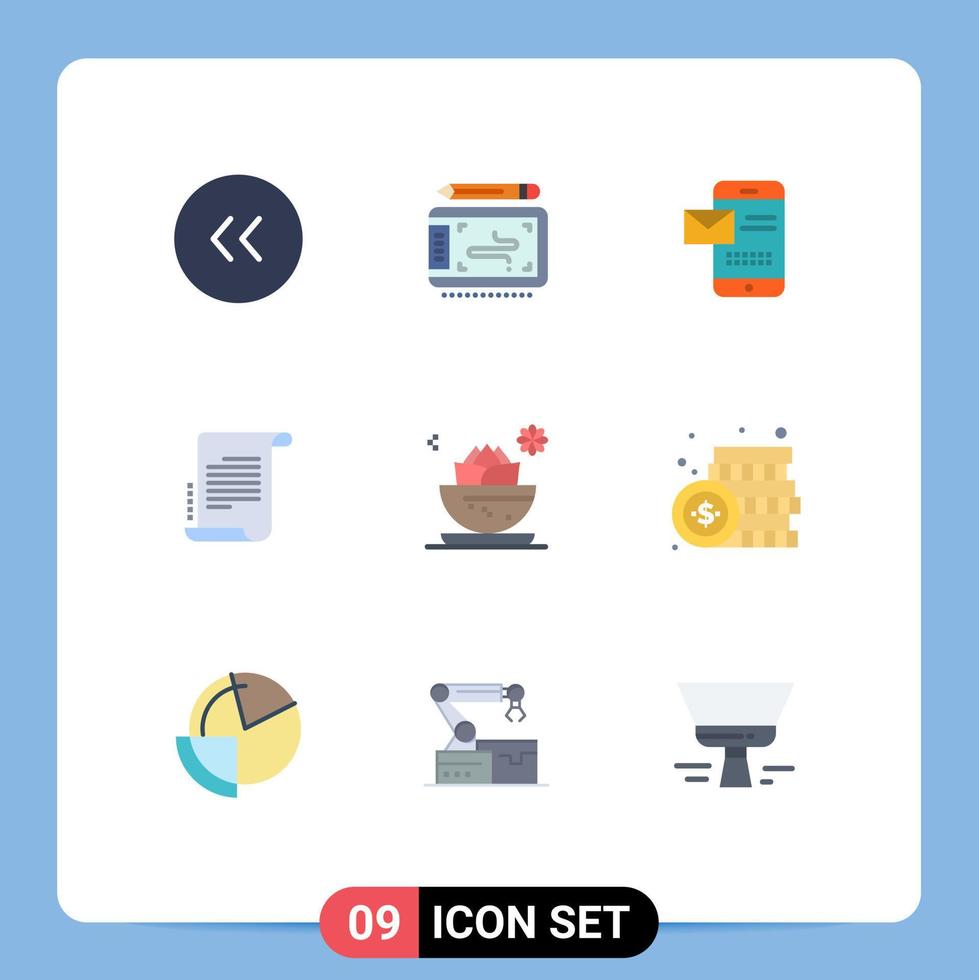Set of 9 Modern UI Icons Symbols Signs for center scenario mobile novel receiving sms Editable Vector Design Elements