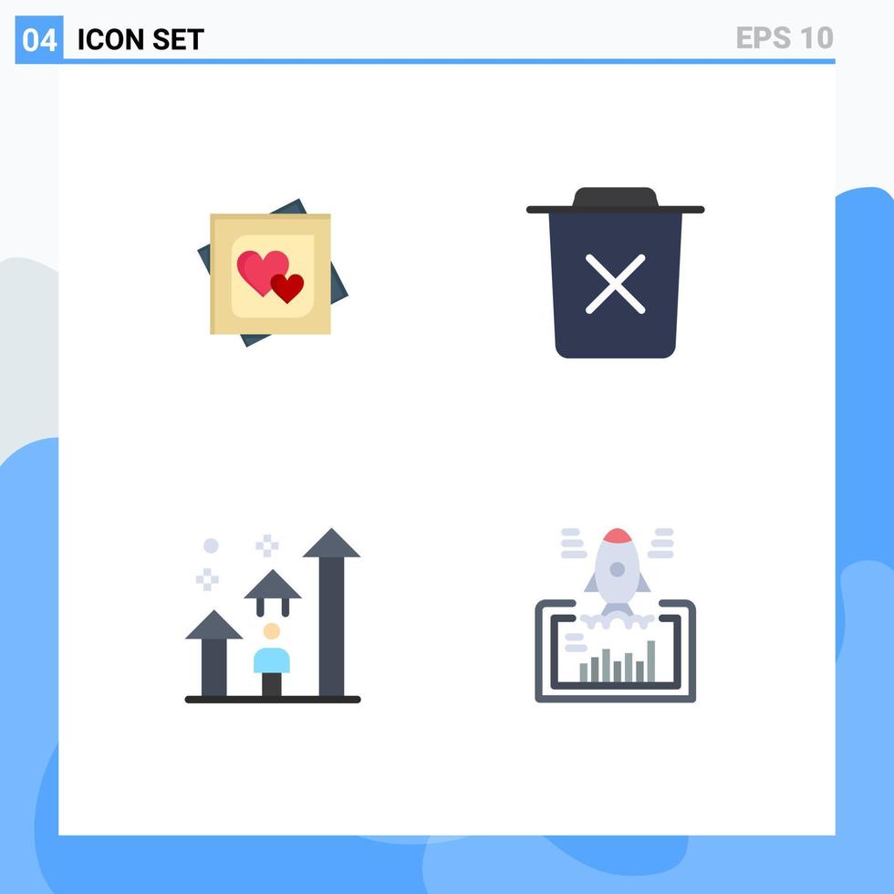 4 Creative Icons Modern Signs and Symbols of card trash marriage card bin success Editable Vector Design Elements