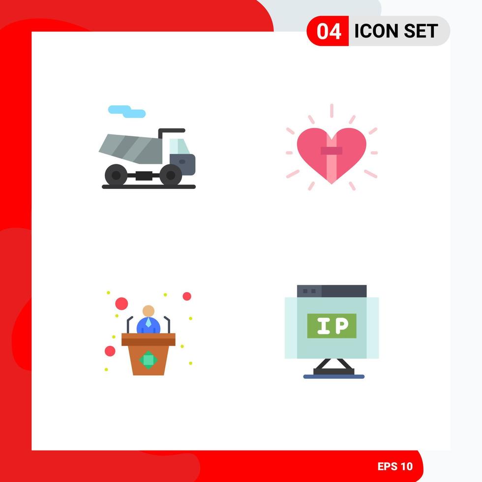 Pictogram Set of 4 Simple Flat Icons of bike employee love christian speech Editable Vector Design Elements