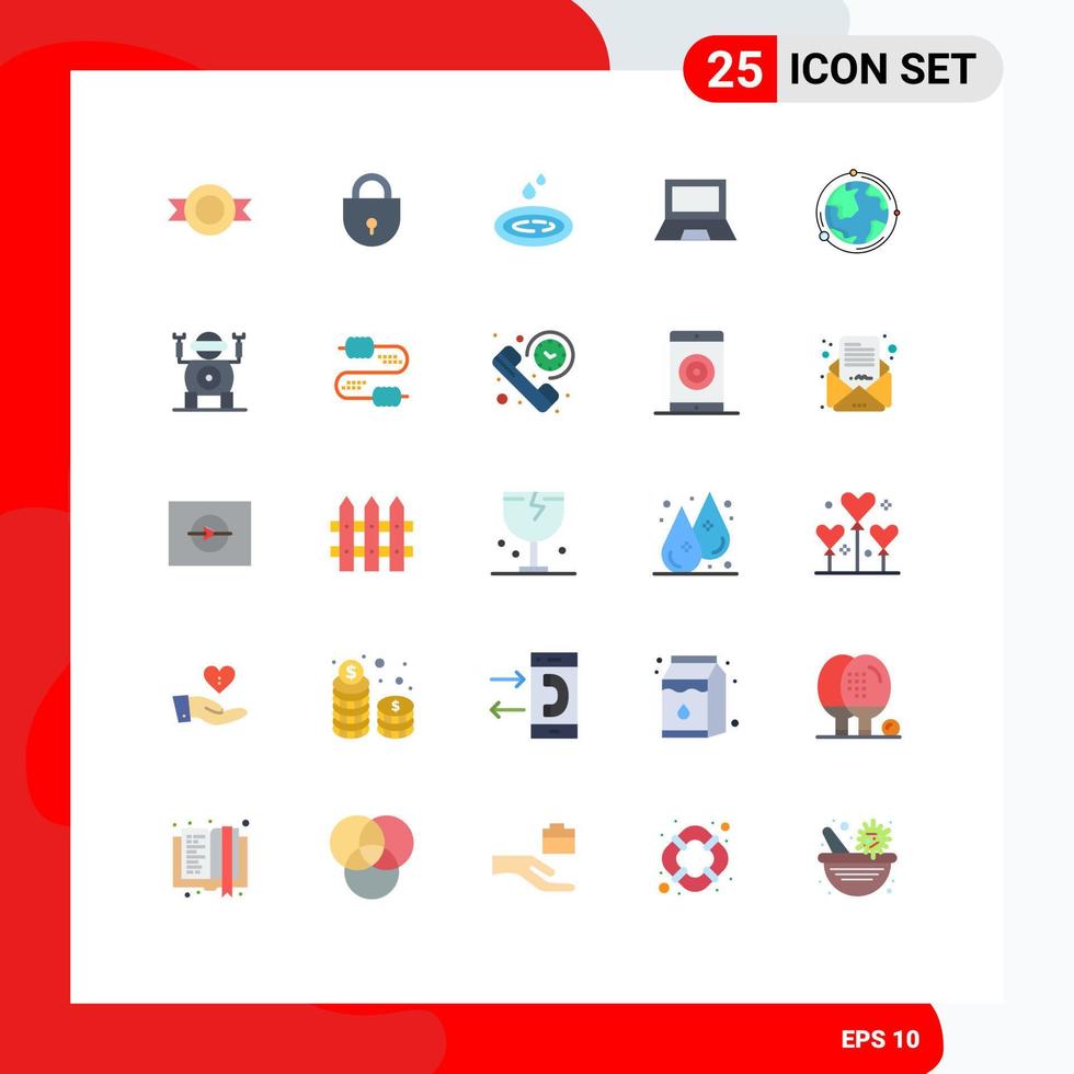 Universal Icon Symbols Group of 25 Modern Flat Colors of globe laptop water hardware devices Editable Vector Design Elements
