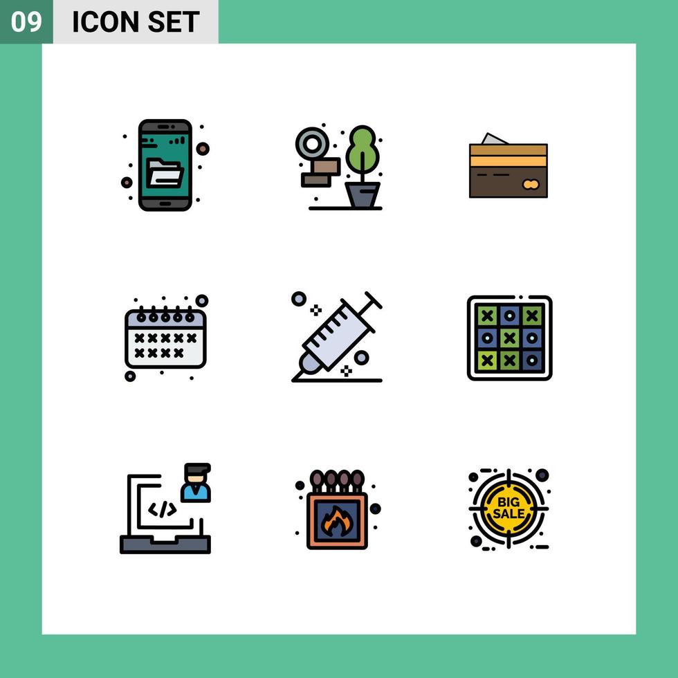 9 iconos creativos signos y símbolos modernos del calendario regreso a la escuela banca compras finanzas elementos de diseño vectorial editables vector