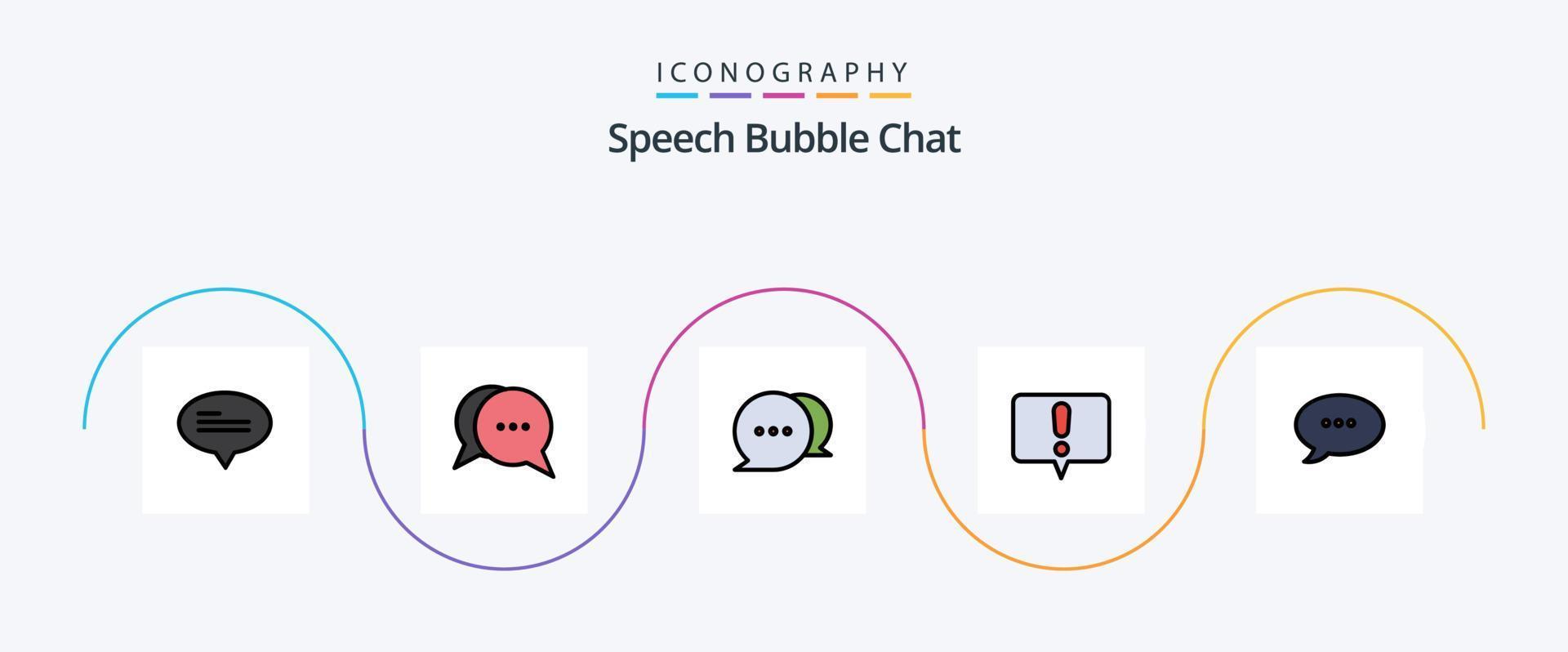 paquete de 5 iconos planos llenos de línea de chat que incluye . comentario. comunicación. chat. hablar vector