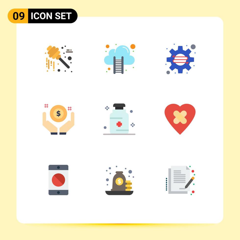 Stock Vector Icon Pack of 9 Line Signs and Symbols for hospital hand business money business Editable Vector Design Elements