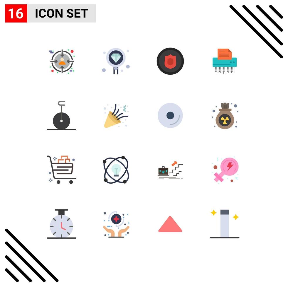 Modern Set of 16 Flat Colors and symbols such as information data search confidential shield Editable Pack of Creative Vector Design Elements