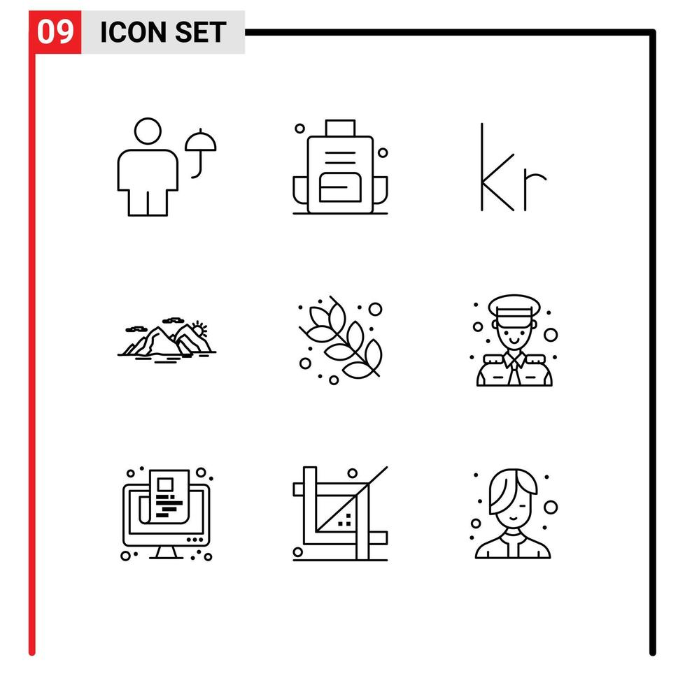 9 Thematic Vector Outlines and Editable Symbols of nature hill outdoors mountain danish Editable Vector Design Elements