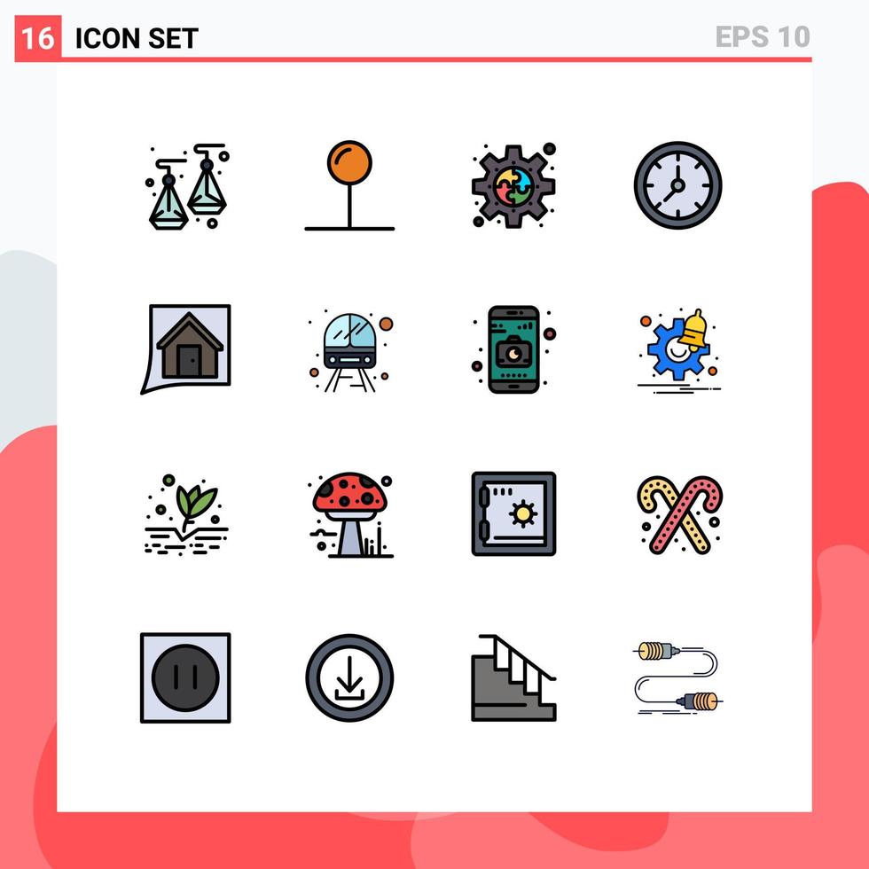 Universal Icon Symbols Group of 16 Modern Flat Color Filled Lines of conversation contact piece watch time Editable Creative Vector Design Elements