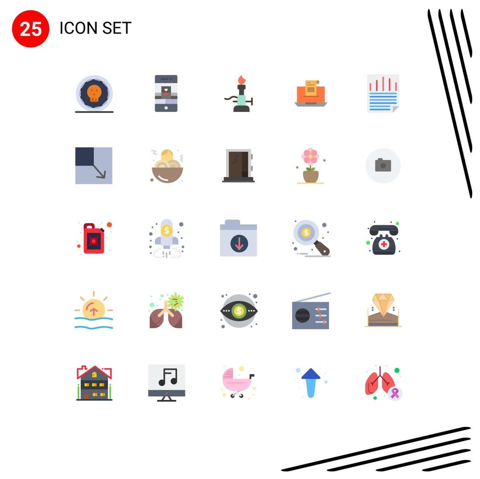 User Interface Pack of 25 Basic Flat Colors of mail communication webcam email science Editable Vector Design Elements