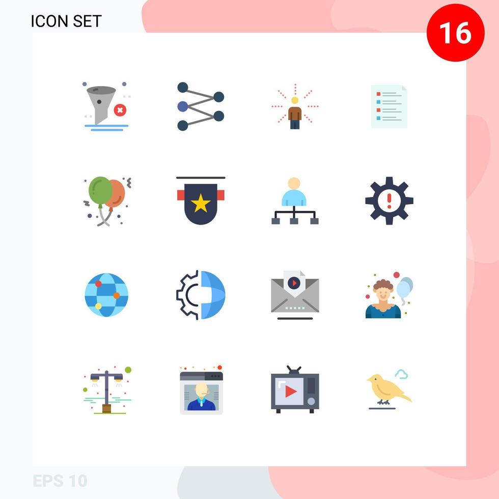 User Interface Pack of 16 Basic Flat Colors of page file awareness check sense Editable Pack of Creative Vector Design Elements