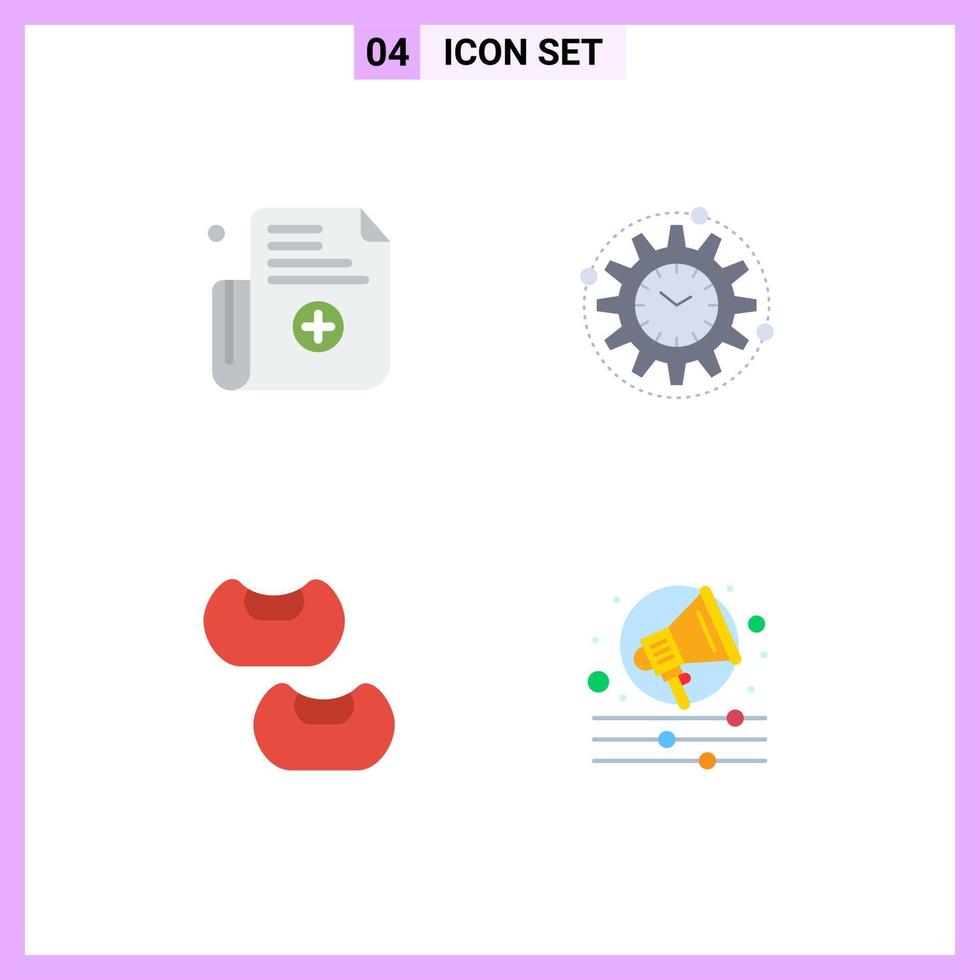 Modern Set of 4 Flat Icons Pictograph of form food efficiency productivity campaign Editable Vector Design Elements