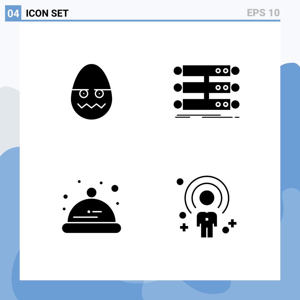 Modern Set of 4 Solid Glyphs and symbols such as celebration baby egg rack toddler Editable Vector Design Elements