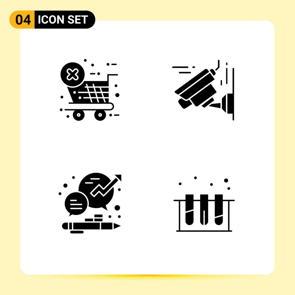 4 Solid Glyph concept for Websites Mobile and Apps checkout management camera business medical Editable Vector Design Elements
