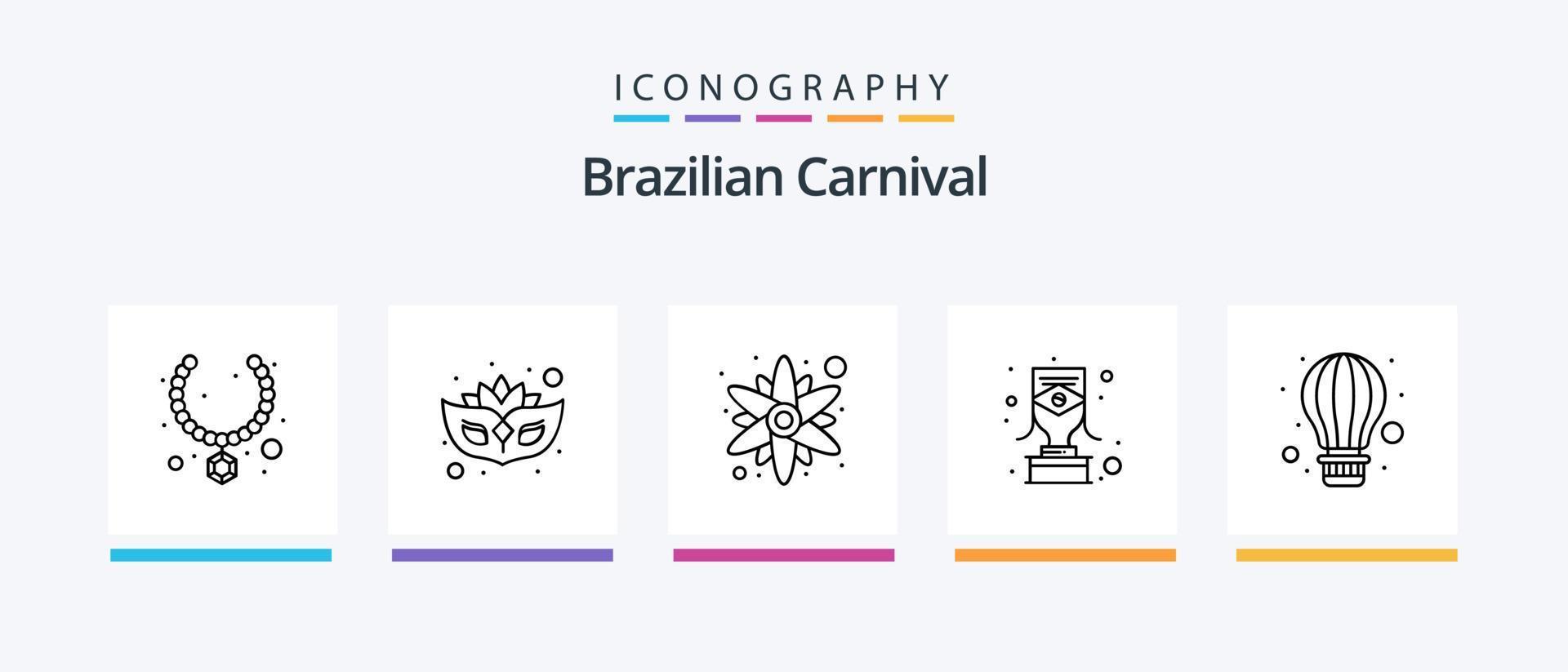 Brazilian Carnival Line 5 Icon Pack Including vacation. beach. necklace. hot air. balloon. Creative Icons Design vector