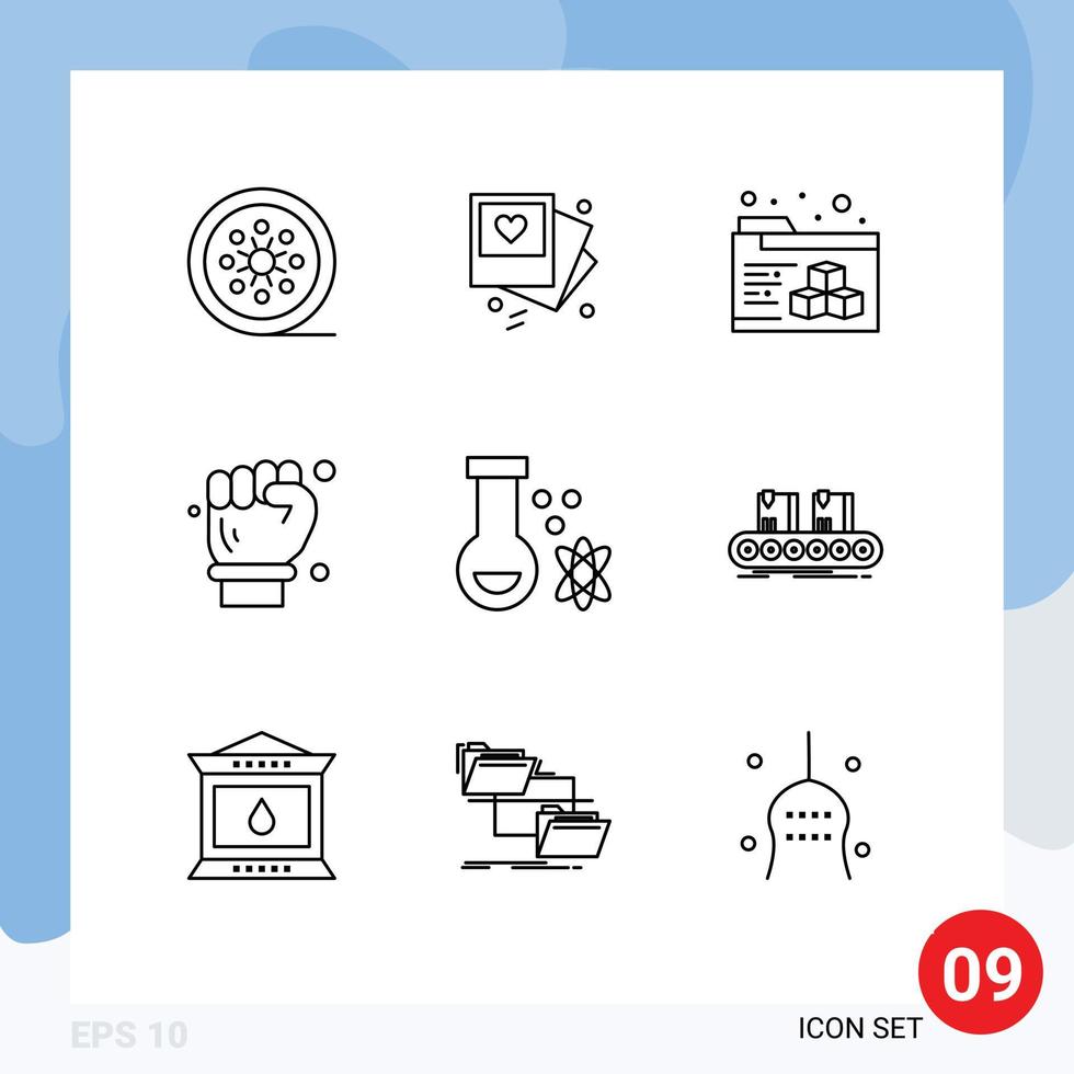 9 Creative Icons Modern Signs and Symbols of science atom wedding spanner architect Editable Vector Design Elements