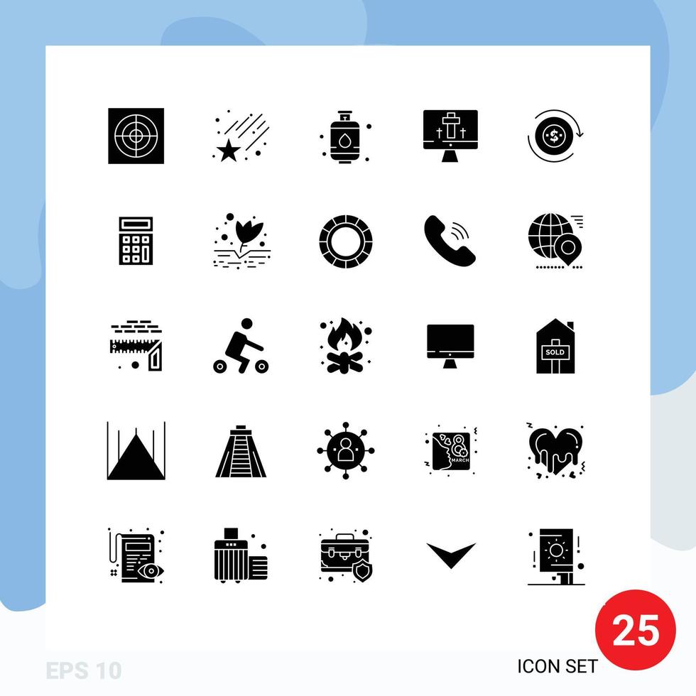Stock Vector Icon Pack of 25 Line Signs and Symbols for calculator transaction kitchen flow egg Editable Vector Design Elements