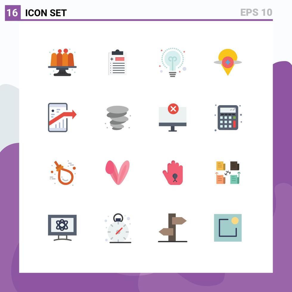 16 iconos creativos signos y símbolos modernos de marketing flecha bombilla ubicación brújula paquete editable de elementos de diseño de vectores creativos
