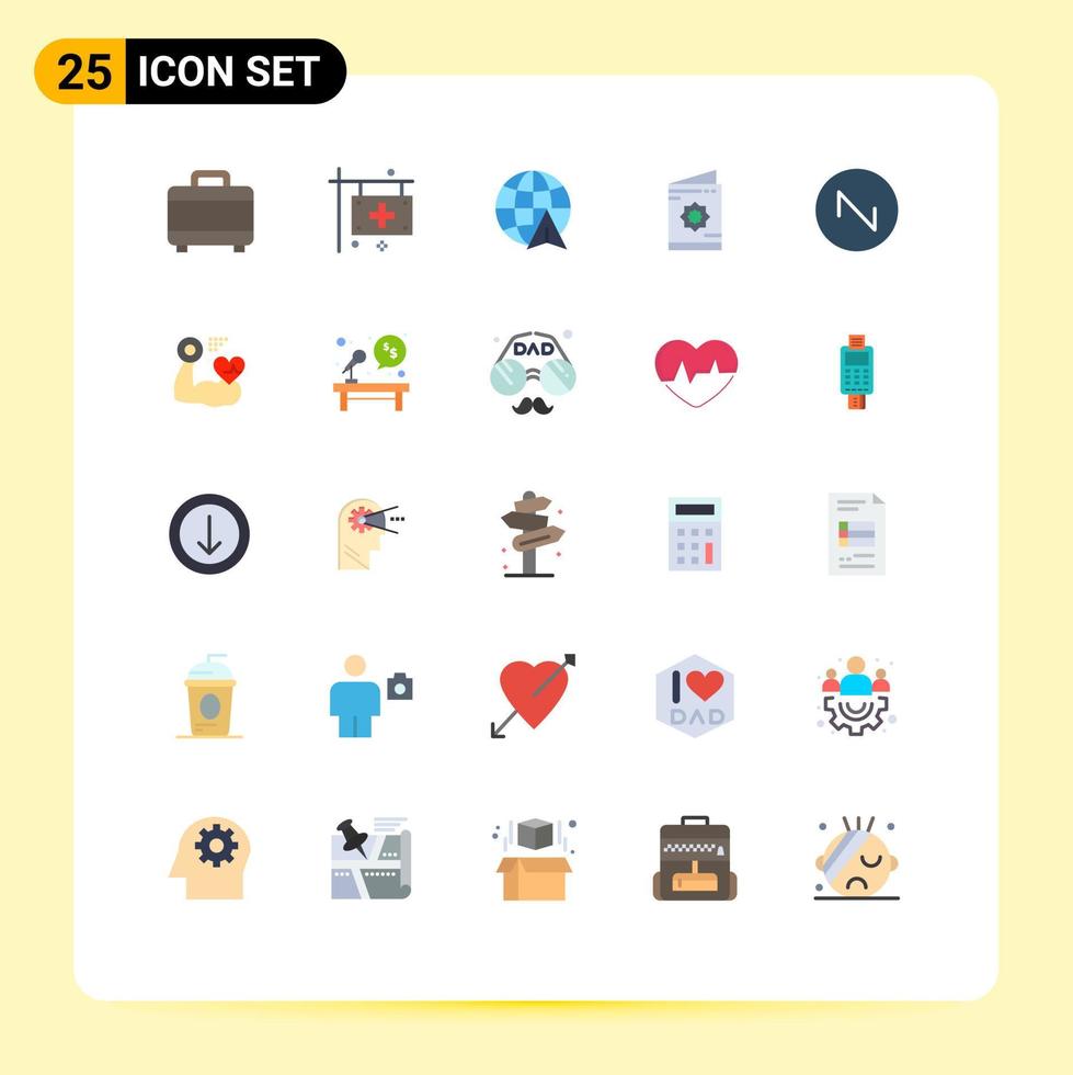 Pictogram Set of 25 Simple Flat Colors of sound roza arrow muslim invitation Editable Vector Design Elements