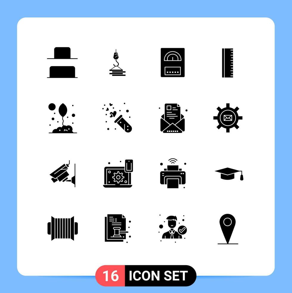 conjunto de 16 iconos modernos de la interfaz de usuario símbolos signos para hoja eco agua agricultura regla elementos de diseño vectorial editables vector