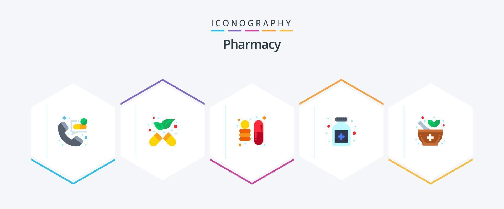paquete de iconos planos de farmacia 25 que incluye. señalización. ciencia. farmacia. médico vector