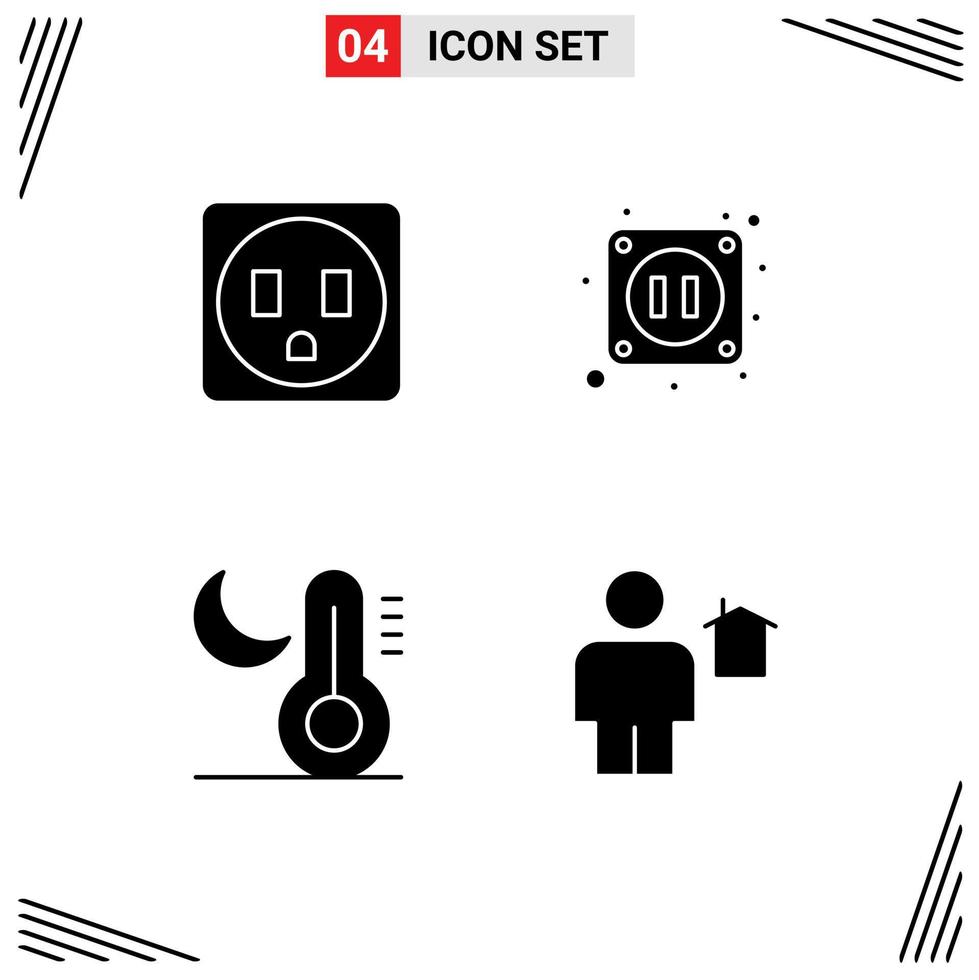 Universal Solid Glyph Signs Symbols of electric avatar electricity moon home Editable Vector Design Elements