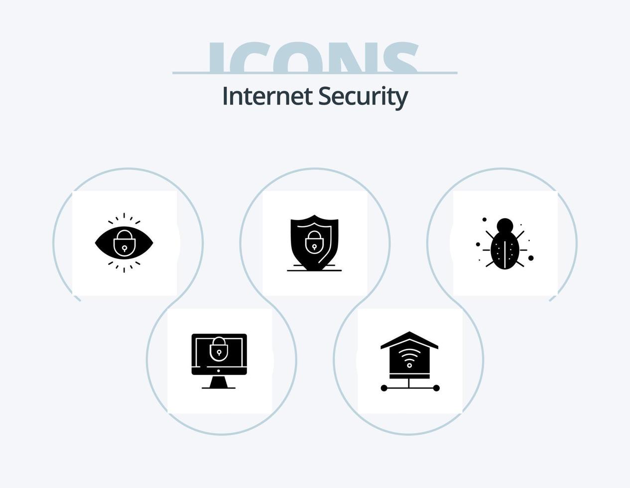 Internet Security Glyph Icon Pack 5 Icon Design. network. bug. internet. security. shield vector