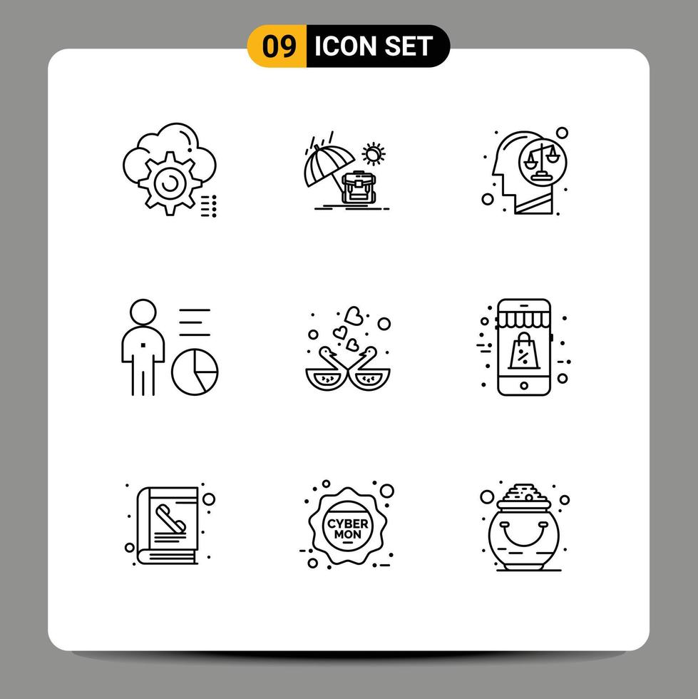 grupo de 9 esboza signos y símbolos para el gráfico de temporada de datos de gestión elementos de diseño de vectores editables humanos